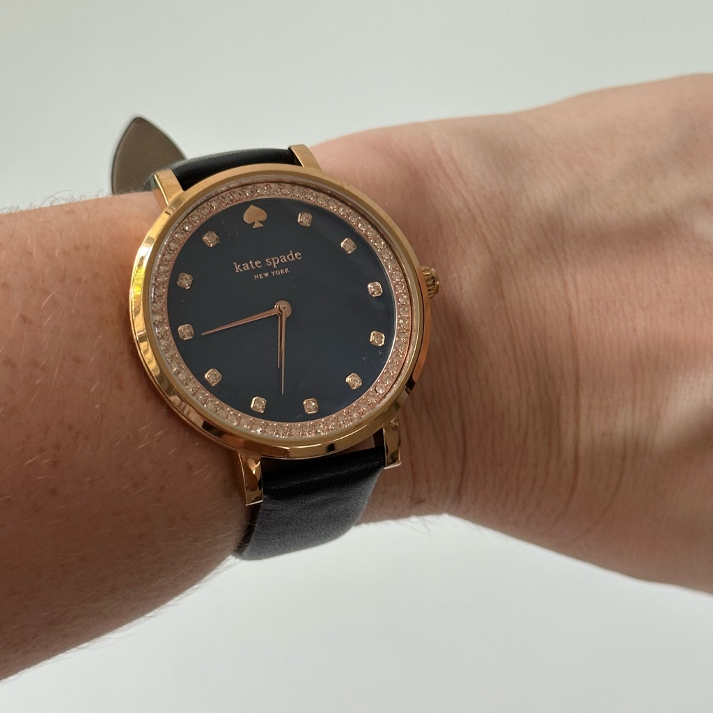 Kate Spade Black Leather Watch Used In Good Condition No BoxBattery